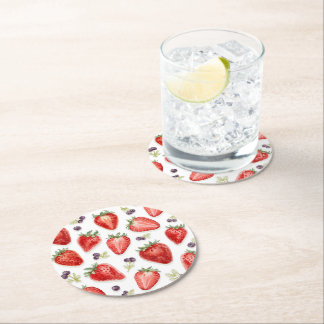 Sweet Strawberry Baby Shower Round Paper Coaster