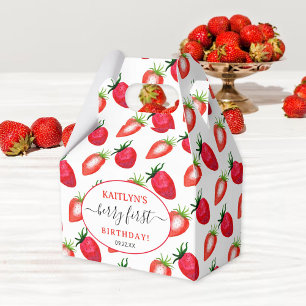 Sweet Strawberry Berry First 1st Birthday Favor Boxes