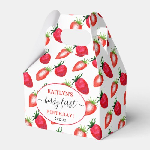Sweet Strawberry Berry First 1st Birthday Favor Boxes