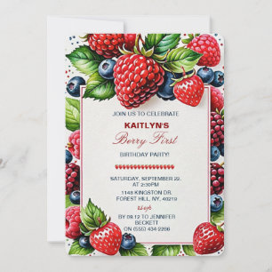 Sweet Strawberry Berry First 1st Birthday Invitation