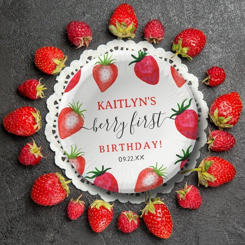 Sweet Strawberry Berry First 1st Birthday Paper Bowls