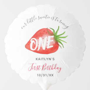 Sweet Strawberry Berry First 1st Birthday Party Balloon