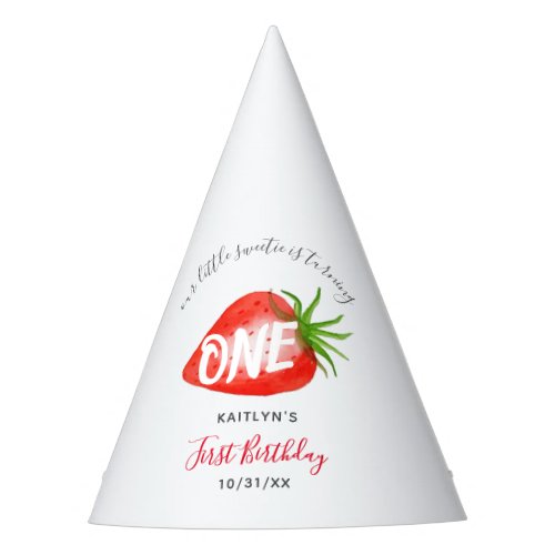 Sweet Strawberry Berry First 1st Birthday Party Hat