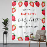 Sweet Strawberry Berry First 1st Birthday Party Tapestry at Zazzle