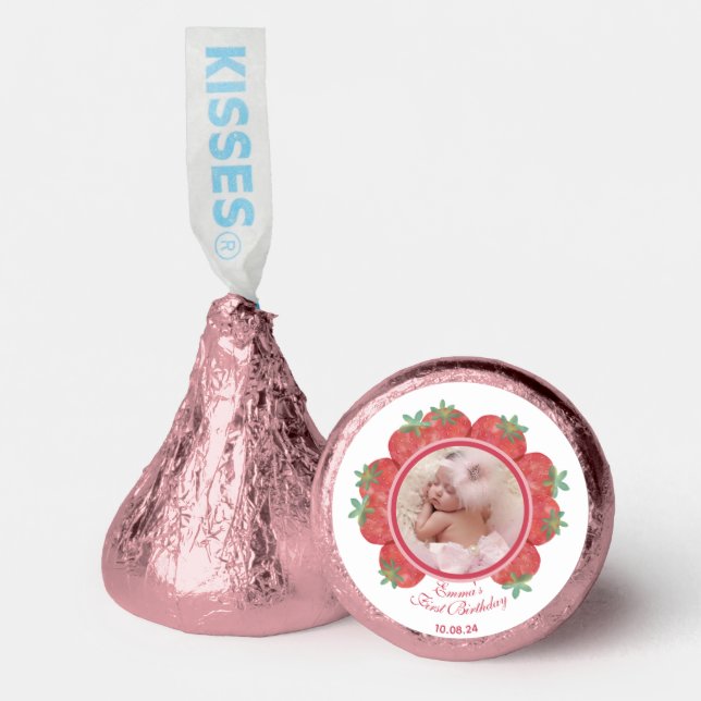 Sweet Strawberry Berry First 1st Birthday photo Hershey®'s Kisses® (Front)