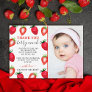 Sweet Strawberry Berry First 1st Birthday Photo Thank You Card