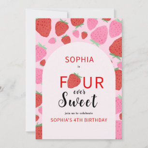 Sweet Strawberry Birthday Invitation