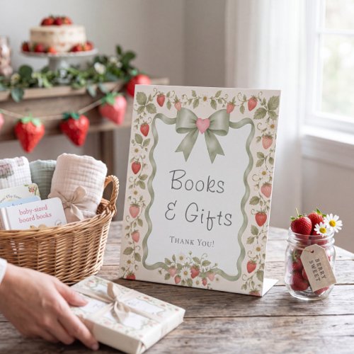 Sweet Strawberry Books & Gifts Baby Shower Sign