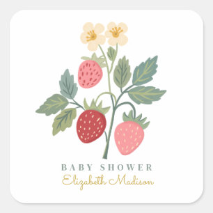 Sweet Strawberry Bouquet Baby Shower Square Sticker