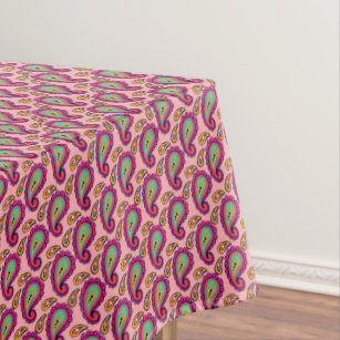 Pink Paisley Tablecloths Zazzle Sweet Strawberry Bright Pink Mint Paisley Pattern Tablecloth