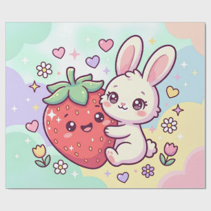 Sweet Strawberry Bunny Wrapping Paper
