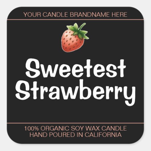 Sweet Strawberry Cute Symbol Candles Labels Black