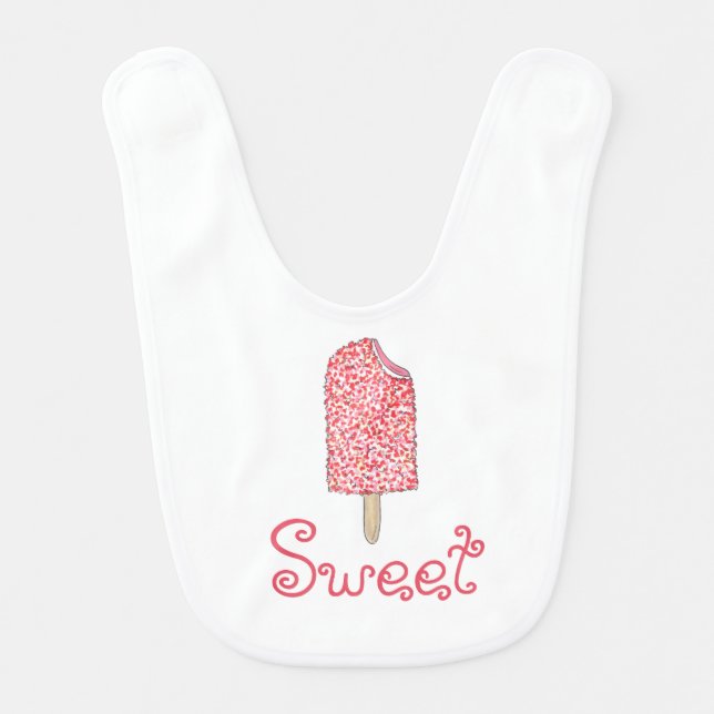 Sweet Strawberry Eclair Ice Cream Pop Popsicle Baby Bib (Front)