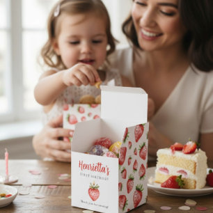 Sweet Strawberry First Birthday Favor Box