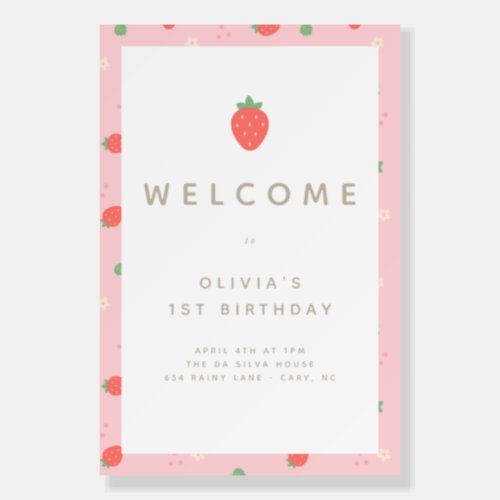 Sweet Strawberry First Birthday Foam Board