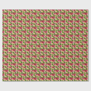 Sweet Strawberry & Floral Pattern Canvas Wrapping Paper