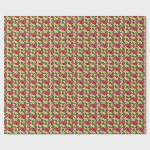 Sweet Strawberry & Floral Pattern Canvas  Wrapping Paper