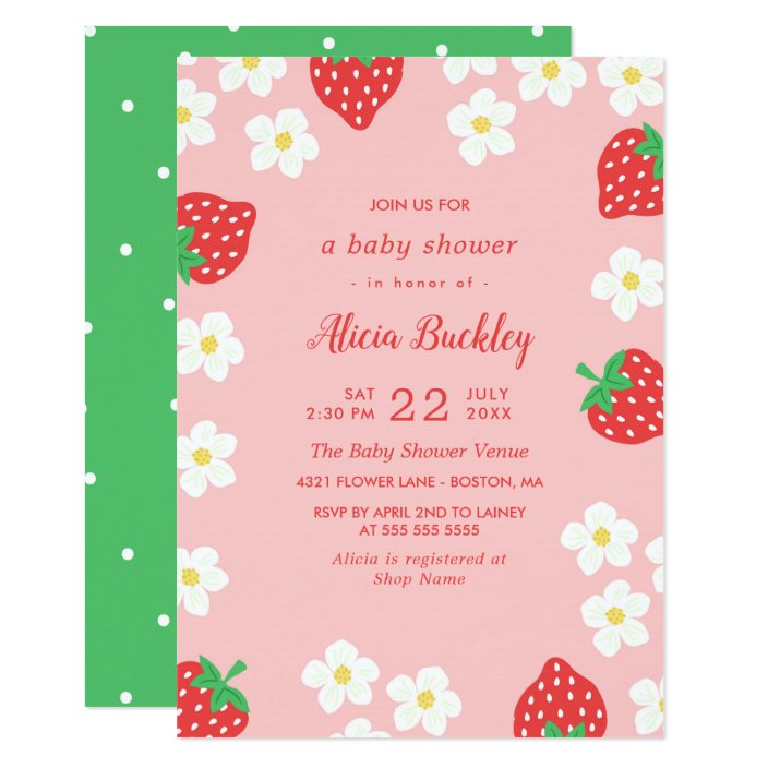 strawberry baby shower invitations