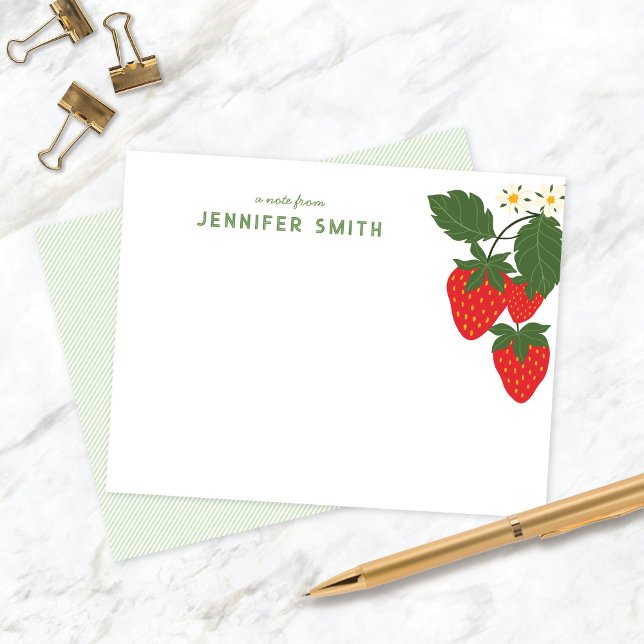 Sweet Strawberry Garden Personalized Notecard (Creator Uploaded)