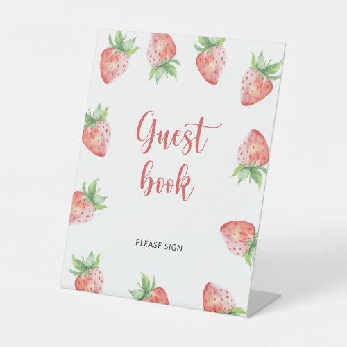 Sweet strawberry  Guest book Pedestal Sign