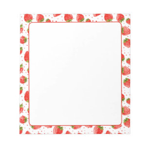 Sweet Strawberry Juicy Strawberries Border Notepad