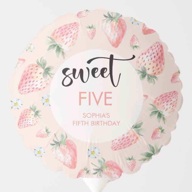 Sweet strawberry kids birthday balloon (Front)