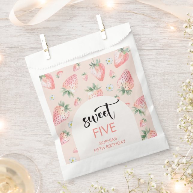Sweet strawberry kids birthday favor bag (Clipped)