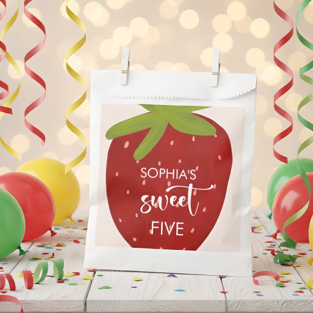 Sweet strawberry kids birthday favor bag (Creator Uploaded)