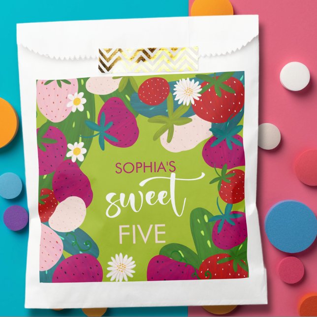 Sweet strawberry kids birthday favor bag (Creator Uploaded)