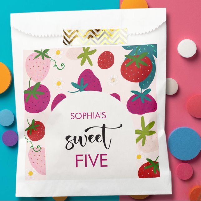 Sweet strawberry kids birthday favor bag (Creator Uploaded)