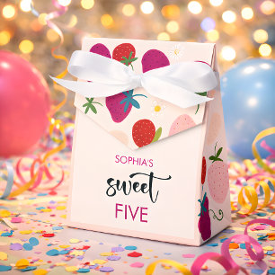 Sweet strawberry kids birthday favor boxes