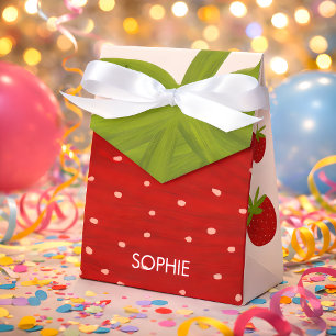 Sweet strawberry kids birthday favor boxes