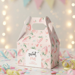 Sweet strawberry kids birthday favor boxes
