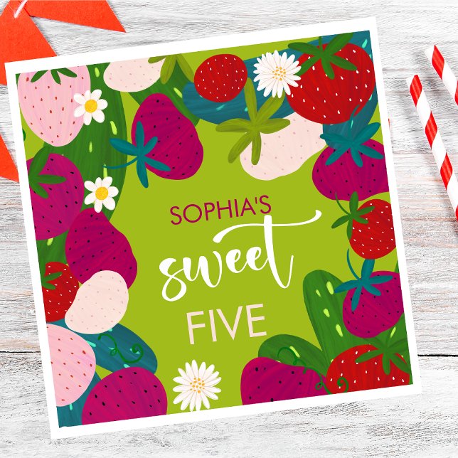 Sweet strawberry kids birthday napkins (Creator Uploaded)