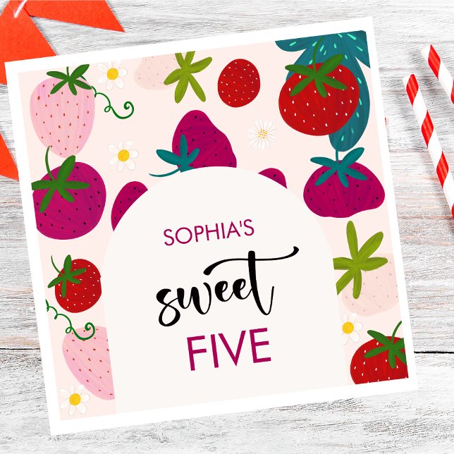 Sweet strawberry kids birthday napkins (Creator Uploaded)