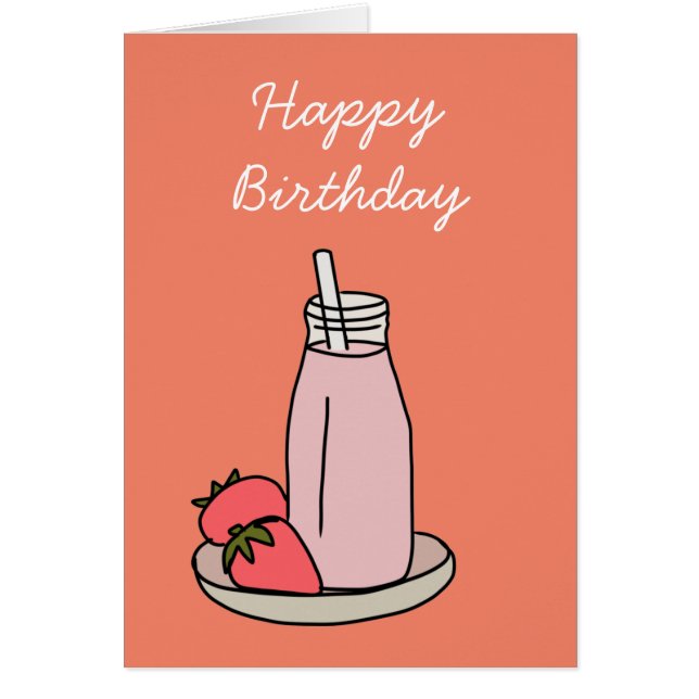 Sweet strawberry milkshake cute pink cards (Front)