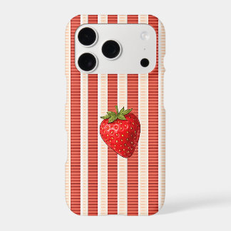Sweet Strawberry on Red and Cream Stripes iPhone 17 Pro Case