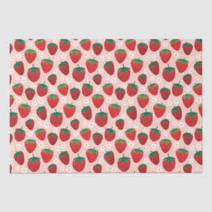 Sweet Strawberry on Rose Pink Pattern Tissue Paper