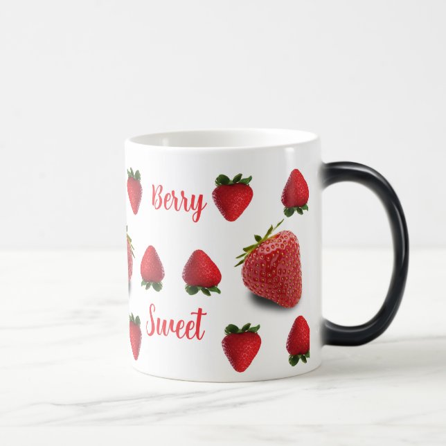 Sweet Strawberry Pattern Personalized Color Morph Mug (Right)