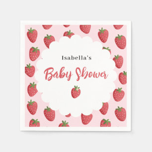 Sweet Strawberry Personalized Baby Shower Napkins