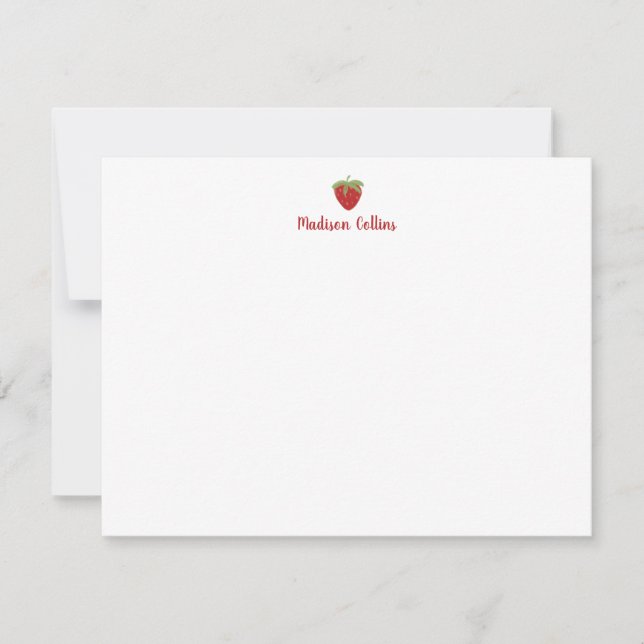 Sweet Strawberry Personalized Stationery Note Card (Front)
