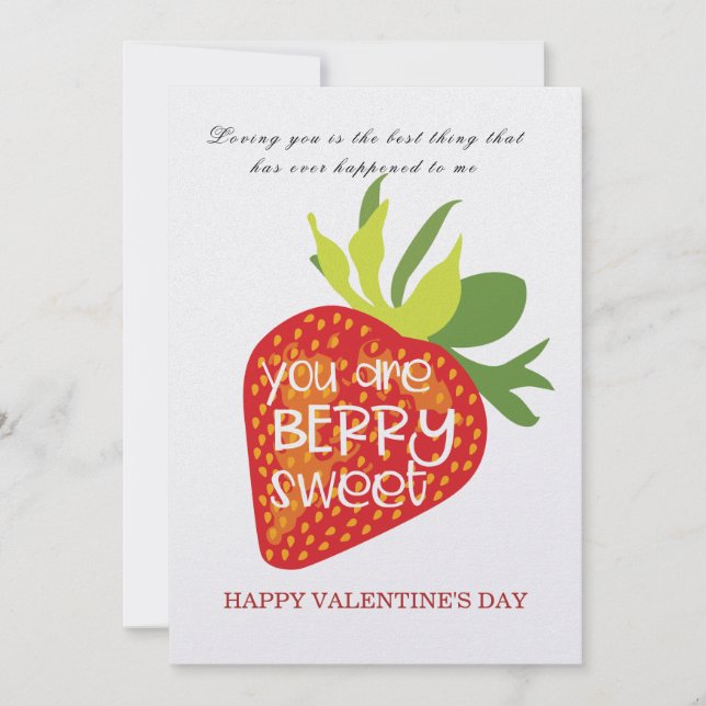 Sweet Strawberry Personalized Valentine's Day Card (Front)