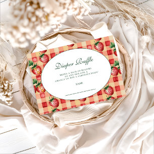 Sweet Strawberry Picnic Diapper Raffle Enclosure Card