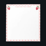 Sweet Strawberry Pink Gingham Check Girl's Notepad<br><div class="desc">A sweet notepad design featuring a pink gingham check border and my original watercolor strawberry illustrations.</div>