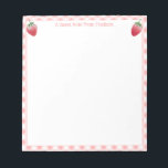 Sweet Strawberry Pink Gingham Check Girl's Notepad<br><div class="desc">A sweet notepad design featuring a pink gingham check border and my original watercolor strawberry illustrations.</div>
