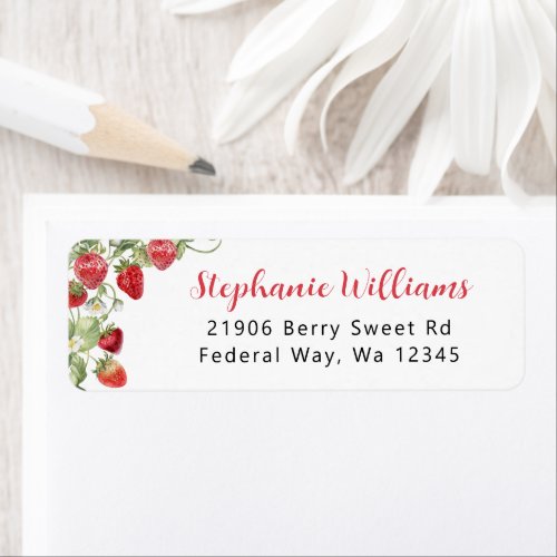 Sweet Strawberry Return Address Label