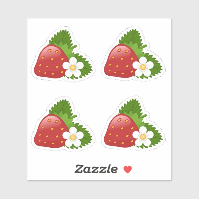 Sweet Strawberry, Set of 4 Sticker (Sheet)