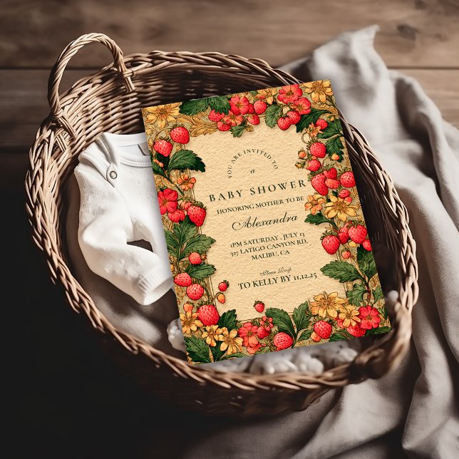 Sweet Strawberry Storybook Baby Shower Invitation (Creator Uploaded)