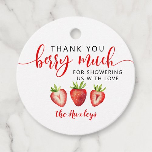 Sweet Strawberry Thank You Berry Much Baby Shower Favor Tags