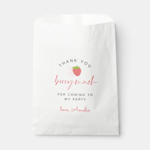 Sweet Strawberry Thank You Berry Much Birthday Favor Bag